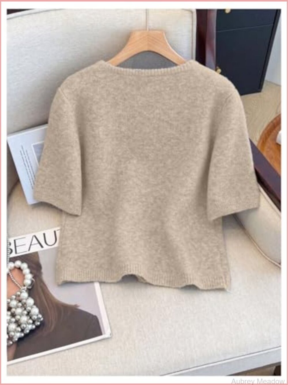 Women's Short Sleeve Cardigan Sweater Dressy Lightweight Cable Knit Button Up - Picture 2 of 5